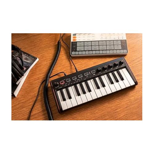  IK Multimedia iRig Keys 2 Mini portable keyboard MIDI controller with 25 velocity-sensitive synth-action mini keys and headphone output, for iPhone, iPad, Mac, PC, Android