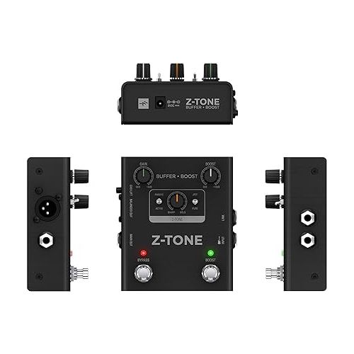  IK Multimedia Z-Tone Buffer Boost guitar preamp pedal with boost, Active/Passive pickup selector, switchable PURE/JFET Channels, true bypass and DI out for reamping/live use