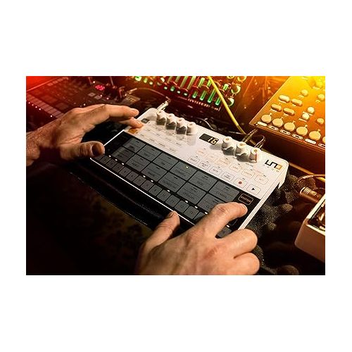  IK Multimedia UNO Drum analog and digital drum machine with 6 analog voices, 64-Step Sequencer, USB and 2.5mm MIDI, 100 pattern presets, battery-powered and portable