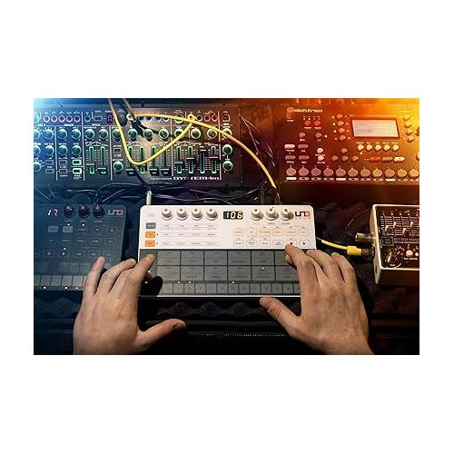  IK Multimedia UNO Drum analog and digital drum machine with 6 analog voices, 64-Step Sequencer, USB and 2.5mm MIDI, 100 pattern presets, battery-powered and portable