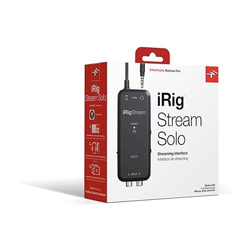  IK Multimedia iRig Stream SOLO audio interface for iOS & Android devices, iPhone, iPad, with 1/8