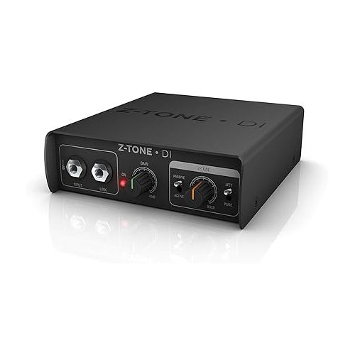  IK Multimedia Z-Tone DI Instrument preamp, Direct Box with Active/Passive Pickups selector, switchable Pure/JFET Channels, and Ground Lift for use as a reamp Box