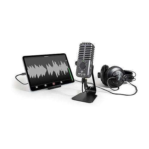  IK Multimedia iRig Stream Mic USB Condenser Microphone with Integrated Audio Interface -Podcast Microphone, Gaming Microphone for pc, Streaming Microphone Plus Audio Mixer USB Audio Interface