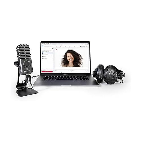  IK Multimedia iRig Stream Mic USB Condenser Microphone with Integrated Audio Interface -Podcast Microphone, Gaming Microphone for pc, Streaming Microphone Plus Audio Mixer USB Audio Interface
