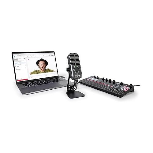  IK Multimedia iRig Stream Mic USB Condenser Microphone with Integrated Audio Interface -Podcast Microphone, Gaming Microphone for pc, Streaming Microphone Plus Audio Mixer USB Audio Interface