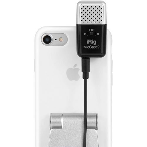  IK Multimedia iRig Mic Cast 2 Mini Vocal Microphone with Front, Rear, Omni Recording, for Podcast, Video, Streaming and More - Compatible with iPhone, iPad, Android and All Popular apps