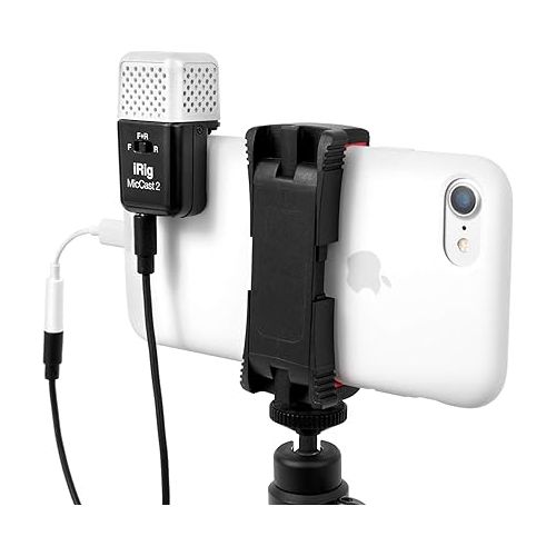  IK Multimedia iRig Mic Cast 2 mini vocal microphone with front, rear, omni recording, for podcast, video, streaming and more - compatible with iPhone, iPad, Android and all popular apps