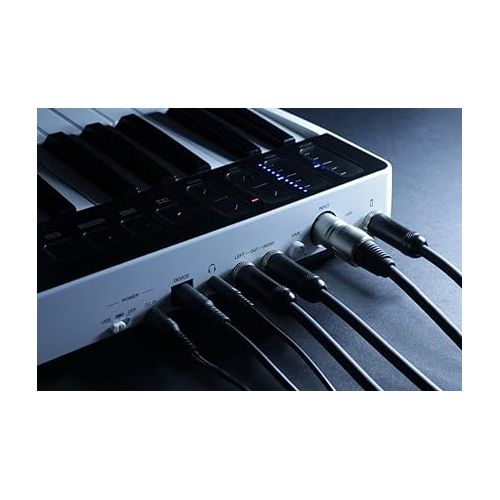  IK Multimedia iRig Keys I/O 49 portable keyboard MIDI controller 24-bit/ 96Khz audio interface full-size synth velocity-sensitive, 48V phantom power, XLR mic preamp, iPhone, iPad, Android, Mac, PC