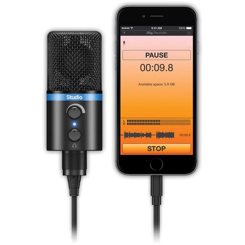  IK Multimedia iRig Mic Studio Digital Microphone for iOS, Mac, PC & Android (Black)