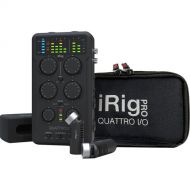 IK Multimedia iRig Pro Quattro I/O Deluxe Bundle Portable 4x2 Audio and MIDI Interface/Mixer for Mobile Devices, Computers, Cameras