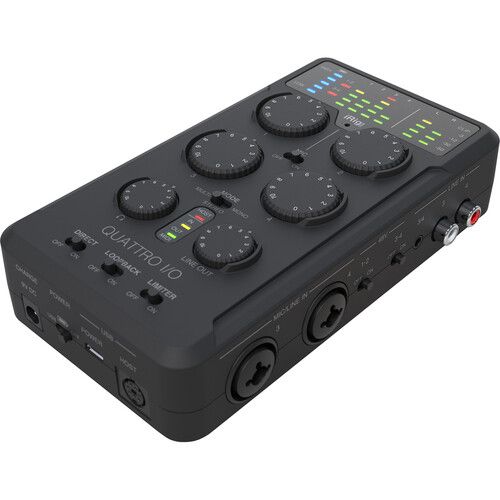  IK Multimedia iRig Pro Quattro I/O Deluxe Bundle Portable 4x2 Audio and MIDI Interface/Mixer for Mobile Devices, Computers, Cameras