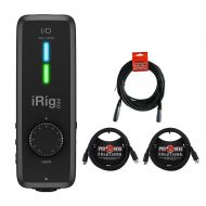 IK Multimedia iRig Pro IO Audio and MIDI Interface with 20 XLR-XLR Cable & (2) 6ft MIDI Cable Bundle
