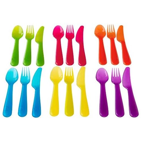 이케아 [아마존베스트]IKEA Ikea Kalas 901.929.62 18-Piece BPA-Free Flatware Set, Multicolored