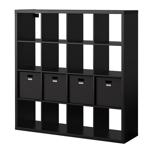 이케아 IKEA Ikea Shelf unit with 4 inserts, black-brown 20205.11217.3814
