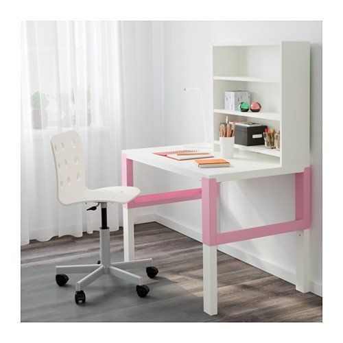 이케아 Ikea Desk with shelf unit, white, pink 8204.82629.3038