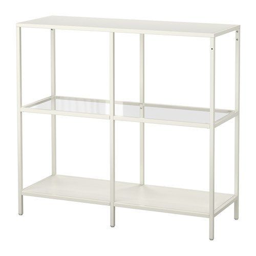 이케아 IKEA VITTSJOE Shelf Unit White Glass 39 38X36 58 103.058.02