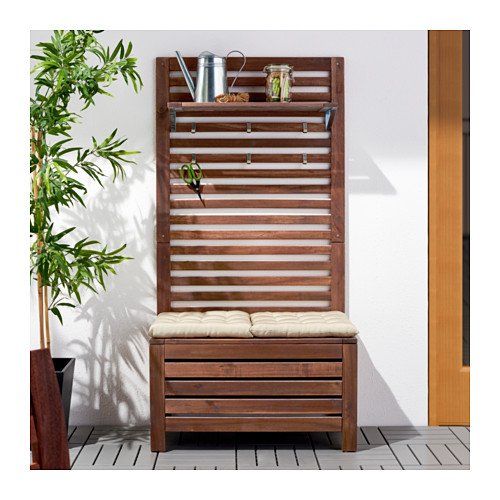 이케아 IKEA Ikea Bench wwall panel and shelf, outdoor, brown stained 42020.52314.210