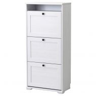 IKEA.. 202.676.06 Brusali Shoe Cabinet with 3 Compartments, White