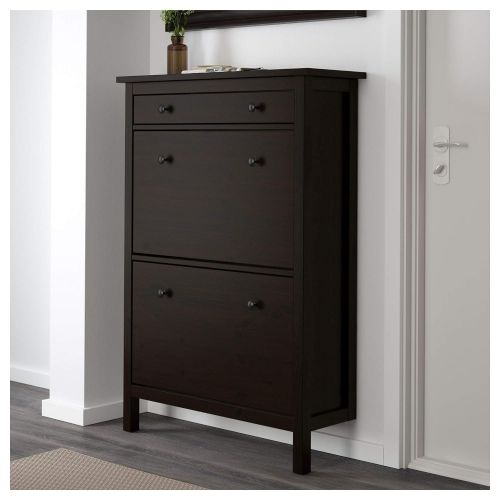  IKEA.. 402.169.08 Hemnes Shoe Cabinet with 2 Compartments, Black-Brown