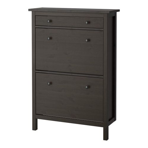  IKEA.. 402.169.08 Hemnes Shoe Cabinet with 2 Compartments, Black-Brown
