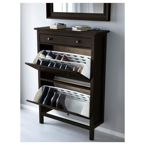  IKEA.. 402.169.08 Hemnes Shoe Cabinet with 2 Compartments, Black-Brown