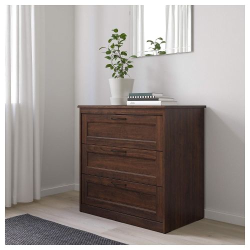  IKEA.. 303.667.62 Songesand 3-Drawer Chest, Brown