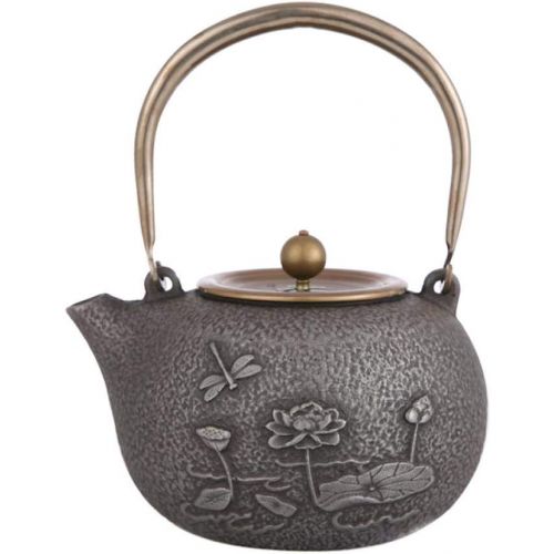  IKJN Cast Iron Teapots Mandarin Duck And Lotus Pot + Wood Grain Electric Ceramic Stove Iron Pot Cast Iron Special Tea Kettle Household Boiling Kettle Tea Kettle