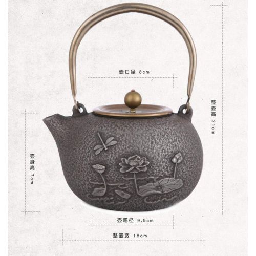  IKJN Cast Iron Teapots Mandarin Duck And Lotus Pot + Wood Grain Electric Ceramic Stove Iron Pot Cast Iron Special Tea Kettle Household Boiling Kettle Tea Kettle