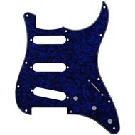 IKN 11 Hole Strat Pickguard for 3 Single Coil Pickups, come with Pickguard Screws, 4Ply Blue Pearl
