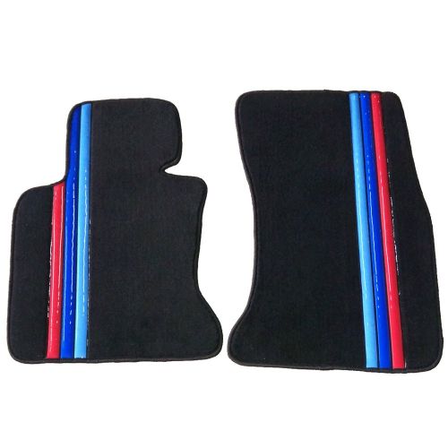  Floor Mat Fits 2004-2009 BMW E65 7-Series | Front & Rear OE M Color Stripe Car Floor Carpets Carpet liner by IKON MOTORSPORTS |2005 2006 2007 2008