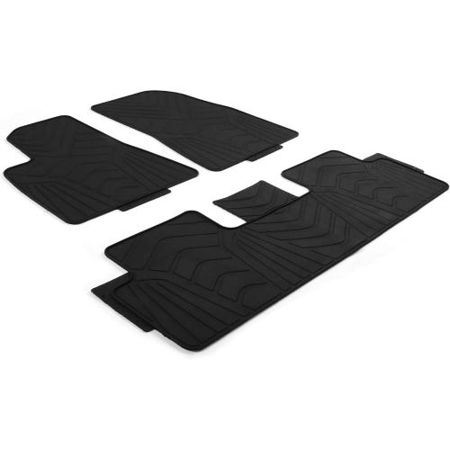  Floor Mats Compatible With 2017-2019 Tesla Model 3 | Latex Rubber All Seasons Weather Interior Heavy Duty Carpets Black Full Set Front and Second Row By IKON MOTORSPORTS