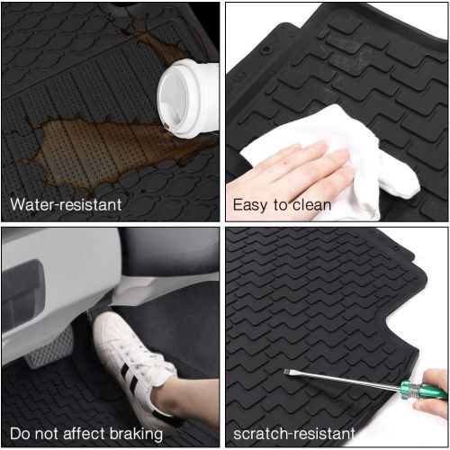  Floor Mats Compatible With 2017-2019 Tesla Model 3 | Latex Rubber All Seasons Weather Interior Heavy Duty Carpets Black Full Set Front and Second Row By IKON MOTORSPORTS