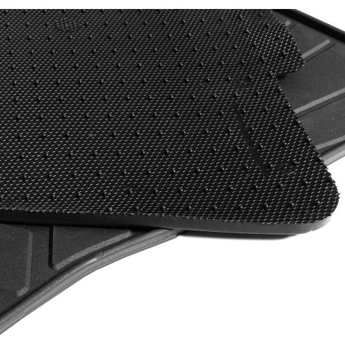  Floor Mats Compatible With 2017-2019 Tesla Model 3 | Latex Rubber All Seasons Weather Interior Heavy Duty Carpets Black Full Set Front and Second Row By IKON MOTORSPORTS