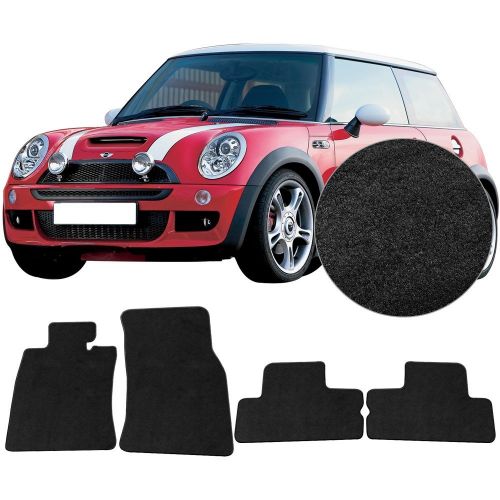  Floor Mats Fits 2002-2006 Mini Cooper | Black Nylon Flooring Protection Interior Carpets by IKON MOTORSPORTS | 2002 2003 2004 2005