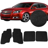 Floor Mats Fits 2014-2016 Chevrolet Malibu | Black Nylon Flooring Protection Interior Carpets by IKON MOTORSPORTS | 2015