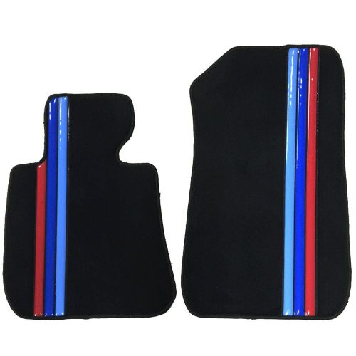  Floor Mat Fits 2007-2013 BMW E92 3-Series | Front & Rear OE M Color Stripe Car Floor Carpets Carpet liner by IKON MOTORSPORTS |2008 2009 2010 2011 2012