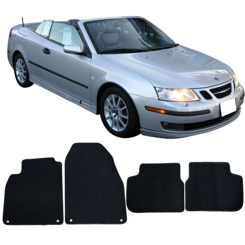  Floor Mat Fits 2003-2011 Saab 9-3 | OEM Factory Fitment Floor Mats Carpet Front & Rear Black 4PC Nylon by IKON MOTORSPORTS | 2004 2005 2006 2007 2008 2009 2010