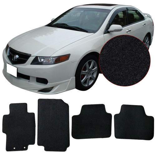  Floor Mats Fits 2004-2008 Acura TSX | Black Nylon Front Rear Flooring Protection Interior Carpets 4PC By IKON MOTORSPORTS | 2005 2006 2007