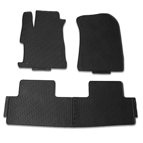  Floor Mats Fits 2012-2015 Honda Civic | Sedan Car PVC Rubber All Weather Front & Rear Black 4PCS Floor Carpets Carpet Liner by IKON MOTORSPORTS | 2013 2014