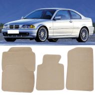 Floor Mat Fits 1999-2005 BMW E46 3-Series | Front & Rear Beige 4PC Nylon Car Floor Carpets Carpet liner by IKON MOTORSPORTS |2000 2001 2002 2003 2004