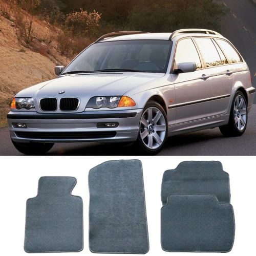  Floor Mat Fits 1999-2005 BMW E46 3-Series | Front & Rear Gray 4PC Nylon Car Floor Carpets Carpet liner by IKON MOTORSPORTS |2000 2001 2002 2003 2004