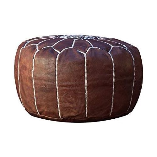  IKRAM DESIGN Moroccan Pouf, Dark Tan, 20-Inch by 13-Inch