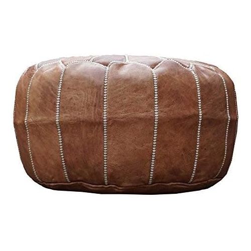  IKRAM DESIGN Moroccan Pouf, Dark Tan, 20-Inch by 13-Inch