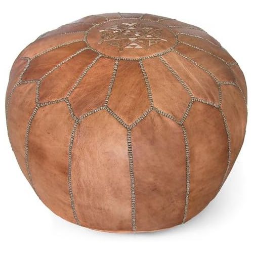  IKRAM DESIGN Moroccan Pouf, Dark Tan, 20-Inch by 13-Inch