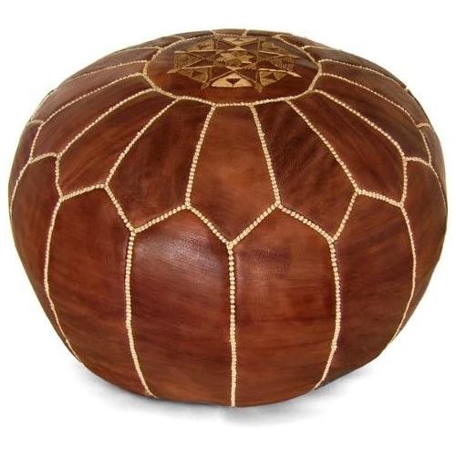  IKRAM DESIGN Moroccan Pouf, Dark Tan, 20-Inch by 13-Inch