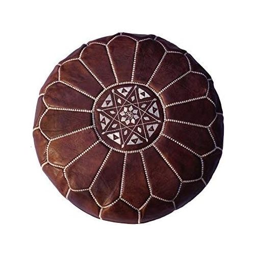  IKRAM DESIGN Moroccan Pouf, Dark Tan, 20-Inch by 13-Inch