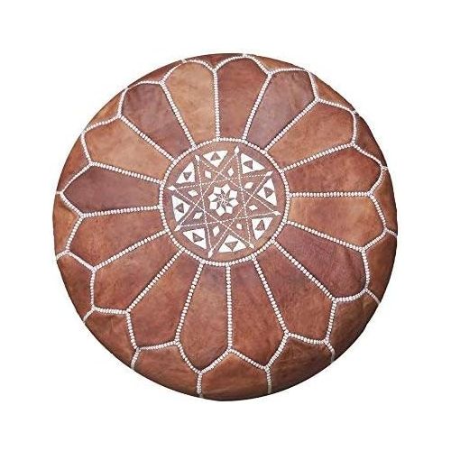  IKRAM DESIGN Moroccan Pouf, Dark Tan, 20-Inch by 13-Inch