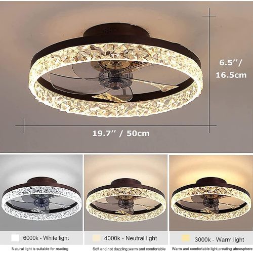  ILAHUI 19.7 Ceiling Fan with Lights and Remote Control, Modern Enclosed Bladeless Ceiling Fan, Dimmable 3 Color 3 Speeds Timing, Indoor Semi Flush Mount Low Profile Fan for Kids Room Bedr