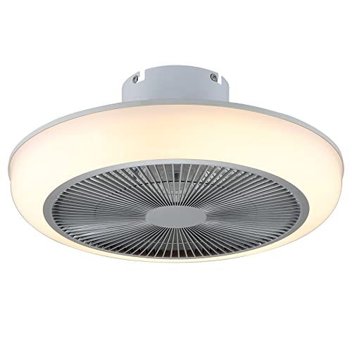  ILAHUI Enclosed Ceiling Fan with Lights Modern Ceiling Fan Light 5 slices Invisible Blades Silver Ceiling Fan Light with Remote Control