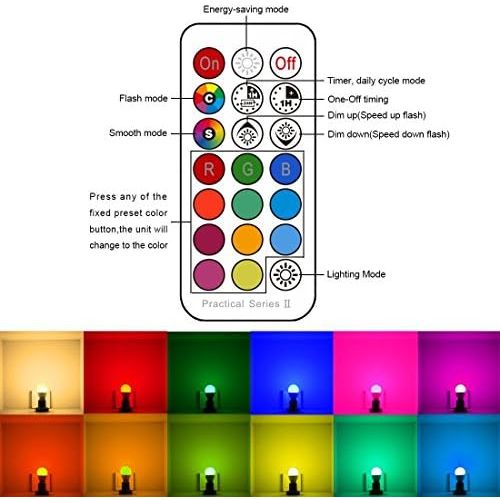  iLC Farbige Leuchtmittel LED RGBW Lampe Dimmbare Farbige Leuchtmitte Lampen 10W E27 Edison RGB LED Birnen - Dual Memory - 12 Farben - Kabellos Fernbedienung inklusive